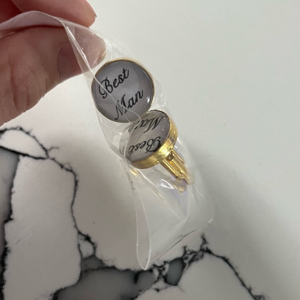 Best Man Cuff Links Gold and White